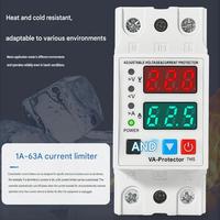 Protector de Voltaje y Corriente Ajustable de 63A con Doble Pantalla, Relé de Voltaje para Riel DIN, Protección Solar para el Hogar