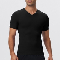 T-shirt de compression HONFIT pour homme, coupe ajustée, col en V, séchage rapide, respirant, évacuation de l'humidité, pour la gym, le fitness, la course à pied, l'entraînement, l'athlétisme