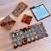 Accessoires de Mahjong en acrylique tortue moderne personnalisés : Planche d'entraînement, Lecteurs de lignes, Tableau de scores, Sous-verres, Marqueurs de rejet