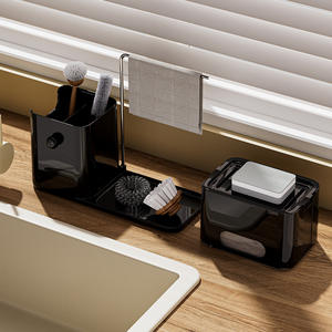Organisateur d'évier de cuisine Jia Baishi avec porte-éponge et distributeur de savon, boîte de rangement multifonction pour comptoir - Product Image 3