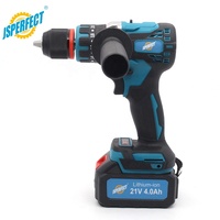 Perceuse à batterie au lithium JSPERFECT 21V, moteur sans balais, vitesse variable, perceuse à percussion sans fil