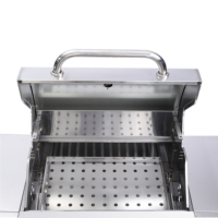 Barbecue au charbon de bois d'extérieur BLC5200 tout en acier inoxydable 430, grande surface de cuisson avec plateau à charbon réglable, roulettes verrouillables
