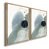 Lot de 2 tableaux modernes abstraits à motifs verticaux, encadrés en plastique flottant, avec détails en feuille d'or, pour décoration murale, 40x60cm, sur toile