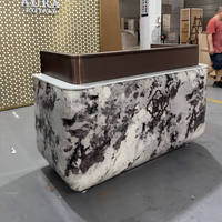 Comptoir de réception de luxe en marbre noir et blanc, pour hall d'hôtel, salon d'entreprise, usine, sur mesure, fabricant et fournisseur chinois
