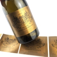 Etiquetas de Vino Doradas Autoadhesivas con Logotipo Personalizado OEM ODM, Impresión en Relieve