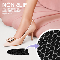 Coussinets métatarsiens invisibles pour femmes, coussinets pour l'avant-pied, antidérapants, antichocs, lavables, confortables, inserts pour talons hauts, noirs