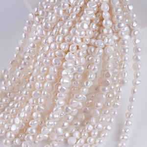 Collier de perles d'eau douce naturelles de Zhuji, 8-9 mm, trou latéral, double face, semi-fini, fait main, blanc rose, vente en gros - Product Image 1