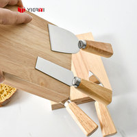 Ensemble de couteaux à fromage en bois d'hévéa, kit de service à fromage en bois, outils de service de table, ensemble cadeau de cuisine, fournisseur OEM à marque privée