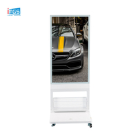 Layar LCD Signage Indoor 49 Inci, Android FHD 350 Nits, Rak Majalah untuk Retail dan Hotel