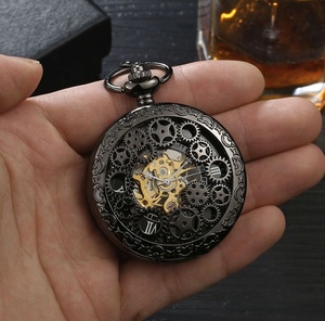 <span class=keywords><strong>Montre</strong></span> de poche mécanique rétro romaine en bronze creux avec chaîne de clés - Product Image 3