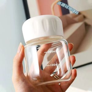 Glass Milk <b>Mug</b> 200ml With Lid Portable Reusable For Travel And Daily Use - Product Image 2