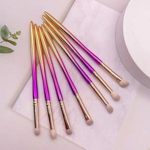 8pcs Face Makeup <b>Brush</b> Set Synthetic Hair Plastic Handle Aluminum Ferrule Concealer Shaving <b>Brush</b> Customizable Cosmetic Kit - Product Image 3