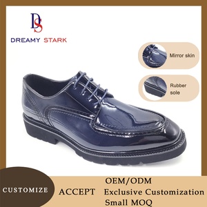 Chaussures de mariage à lacets en PU brillant, texture délicate, option logo personnalisé, confort léger pour l'automne, idéales pour les occasions formelles - Product Image 2