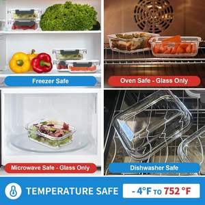 กล่องแก้วใส่อาหารพร้อมฝาปิดสำหรับขายส่ง กล่องเก็บอาหารสุญญากาศ กล่องข้าวกลางวันแบบล็อค - Product Image 4