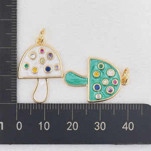 ट्रेंडी प्यारे मशरूम गहने पेलेंट 18k सोने के कोलोर तामचीनी ने जिरकॉन आकर्षण गहने हार का प्रतीक प्रतीक आभूषण - Product Image 4