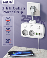 LDNIO SE2435 multiprise ue avec prises ue et 4 ports usb prise d'extension portable multiprise électrique europe multiprise
