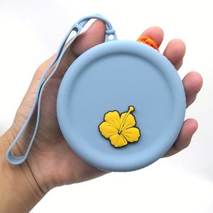 Round Silicone Coin <b>Purse</b>, Earphone Bag, Makeup Portable Zipper Key Bag, Mini <b>Small</b> Item Storage Coin Bag - Product Image 1