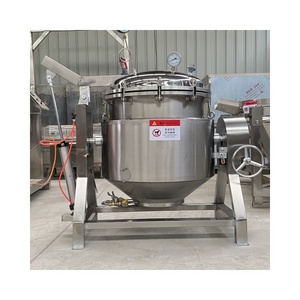 Olla industrial de acero inoxidable con camisa de calentamiento a gas, vapor o eléctrico, para mezcla y cocción, con función basculante y camisa de cocción fija - Product Image 4