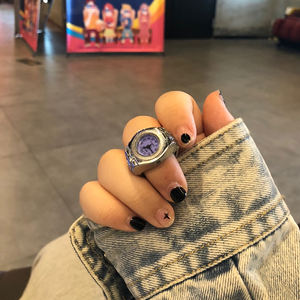 Offre Spéciale Mini Couple femmes hommes bague <span class=keywords><strong>montre</strong></span> cadran rond chiffres arabes analogique Quartz anneau montres dames bague <span class=keywords><strong>montre</strong></span> - Product Image 5