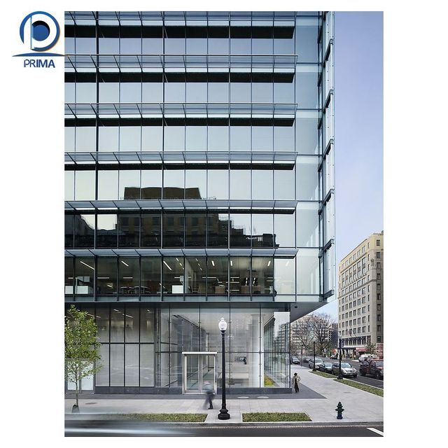 Prima Modern Glass Curtain Wall with Thermal Break Aluminum Profiles and Double Glazed Glass for Villa & Hotel Buildings