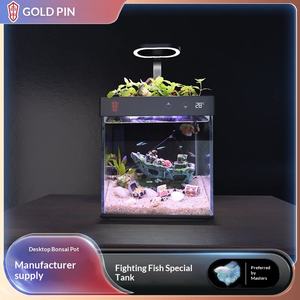 Aquarium cylindrique de bureau pour poissons rouges, écologique, pour betta, idéal pour la maison et le salon, hydroponique, sans changement d'eau, aquarium paresseux - Product Image 3