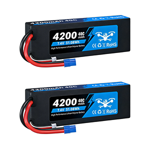 ハイエンドショートリポバッテリー 2s 7.4v 3300mAh/4200mAh/5200mAh/6500mAh/7000mAh 100C ハードケース バレットコネクター付き RCカー用 - Product Image 3
