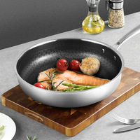 8 Buah Set Peralatan Masak Baja Tahan Karat 316 Motif Sarang Lebah Anti Lengket dengan Panci Penggorengan dan Panci Sup dengan Tutup Kaca