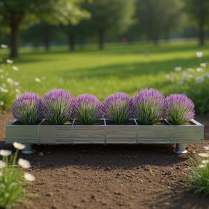 Bac à légumes surélevé en acier galvanisé 236,2 x 31,5 x 17,7 pouces, gris, style moderne, pour la culture des légumes - Product Image 2