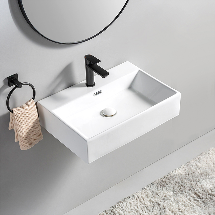 Sanitaires Lavabo Céramique Mur Accroché Monté Lavabo Taille salle de bain Rectangle Lavabo