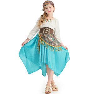 Vestido <span class=keywords><strong>de</strong></span> baile con tiras <span class=keywords><strong>de</strong></span> Flamenco gitano azul, falda Irregular azul cielo, disfraces <span class=keywords><strong>de</strong></span> lentejuelas pesadas con <span class=keywords><strong>accesorios</strong></span> <span class=keywords><strong>para</strong></span> niñas, Disfraces <span class=keywords><strong>para</strong></span> niños - Product Image 1