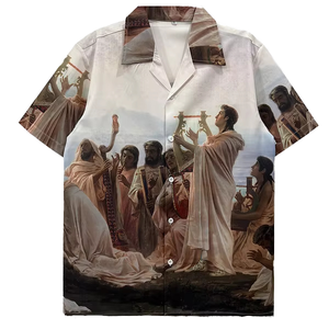 Camisa de verano para hombre, camisa de corte regular con cuello en V, manga corta informal, de punto, LICRA/poliéster, transpirable, de secado rápido - Product Image 1