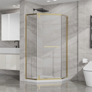 Porte de douche sans cadre Neo-Angle 2026 Factory D x 36 po W X 72 . Enclos d'angle pivotant H en or - Product Image 1