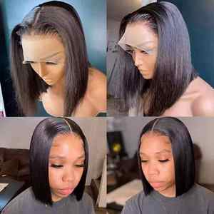 Pelucas de Cabello Humano Baratas de Cabello Vietnamita Virgen, Pelucas Cortas Bob, Pelucas con Frente de Encaje, Pelucas con Frente de Encaje HD con Corte Pixie para Mujeres Negras - Product Image 5