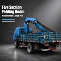 Used 7 Ton Folding Arm Truck Mounted Crane 5 Section 10m Boom 360 Degree Wood Grapple for Log Transport