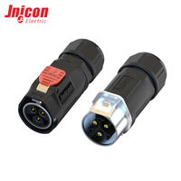 Prise mâle MJ24 à 3 broches avec bornes à vis et verrouillage, 50A, en nylon, étanche IP67 pour connexion de câblage industriel/alimentation micro-ondes