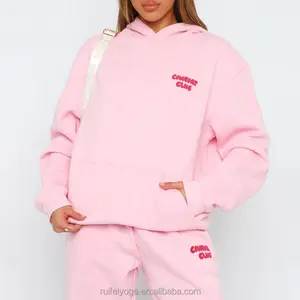 Manufacturer Wholesale Custom Streetwear 3d Puff Print Sweatsuit Heavyweight 500 Gsm Oversized Fleece Women Puff Print Hoodie