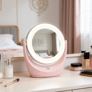 Espejo de Maquillaje Redondo Inteligente con Soporte, Espejo Cosmético de Doble Cara con Luz LED - Product Image 1