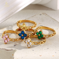 Bague de bijouterie fine en argent 925, motif trèfle fleuri, moissanite et zircon colorés, pour femme, idéale comme bague de mariage