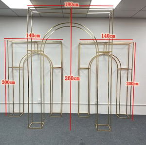 Metal boda telón de fondo arco estante soporte oro hierro cuadrado pantalla flor estante arco soporte fiesta boda escenario decoración de fondo - Product Image 6