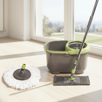 Spin Mop 360 Seau Fournitures de nettoyage ménager Vadrouilles et balais Vadrouille plate en microfibre avec seau