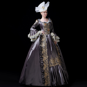 Abito Medievale del XVIII Secolo per <span class=keywords><strong>Donna</strong></span>, Vestito da Ballo a Vita Alta con Maniche a Campana, <span class=keywords><strong>Costume</strong></span> Rinascimentale da Principessa in Raso con Inserti in Pizzo - Product Image 3