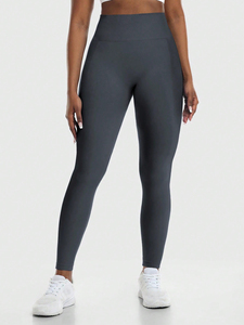 High Waist Seamless Yoga <b>Leggings</b> Full Length <b>Scrunch</b> Butt Solid Color Elastic Waist Pants - Product Image 4