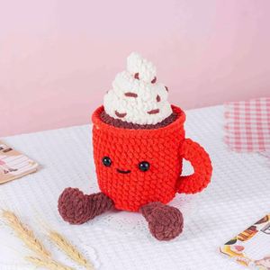 Handmade Crochet Food Plush Toys Cute Cake Coffee Sandwich Stuffed Dolls with Smiling Face for Kids Gift - Product Image 3