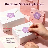 Autocollants personnalisés en BOPP transparents « Merci » découpés à la fleur, étiquettes autocollantes pour l'emballage et la fermeture de cadeaux et de paquets de papier de soie