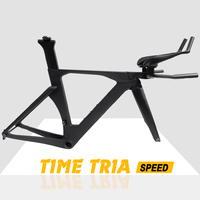 Cadre TT T1100 Entièrement en Carbone pour Course Triathlon, Jeu de Cadres de Vélo Frein à Disque DI2 BB386, Cadre de Vélo Contre-la-Montre 700x28C avec Prolongateurs