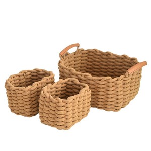 Woven <b>Basket</b> Cotton Rope Storage Box Rectangle Handmade Desk Organizer For Snacks Cosmetics Keys - Product Image 4