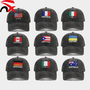 Custom logo Football Washed Retro Baseball Cap Embroidered National Flag Sun Hat for Male and Female Fans