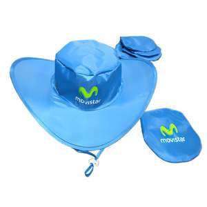 Topi Bucket nilon lipat 190T, dengan kantong harga pabrik uniseks Logo kustom pesta merah muda ungu hitam kuning hijau Bisnis - Product Image 4