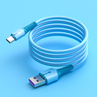 Cable de datos de silicona líquida para dispositivos electrónicos, Cable de datos de 1M, 1,5 M, 2M, Color Macaron, suave, seguro, OEM, Micro USB tipo C, Puerto IP con indicador LED