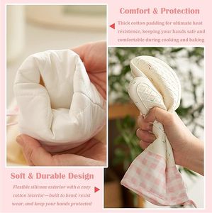 Gants de cuisine en silicone résistants à la chaleur, mitaines de four épaisses antidérapantes anti-brûlure pour la cuisson, compatibles micro-ondes - Product Image 3